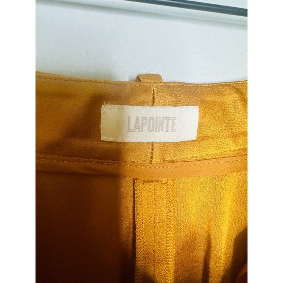 LAPOINTE Mustard Yellow Satin Pleated Front Zipper Relaxed Pants Size 8 - Picture 15 of 16